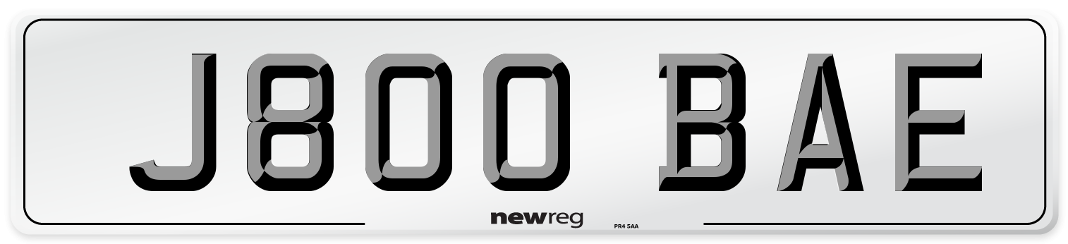 J800 BAE Number Plate from New Reg